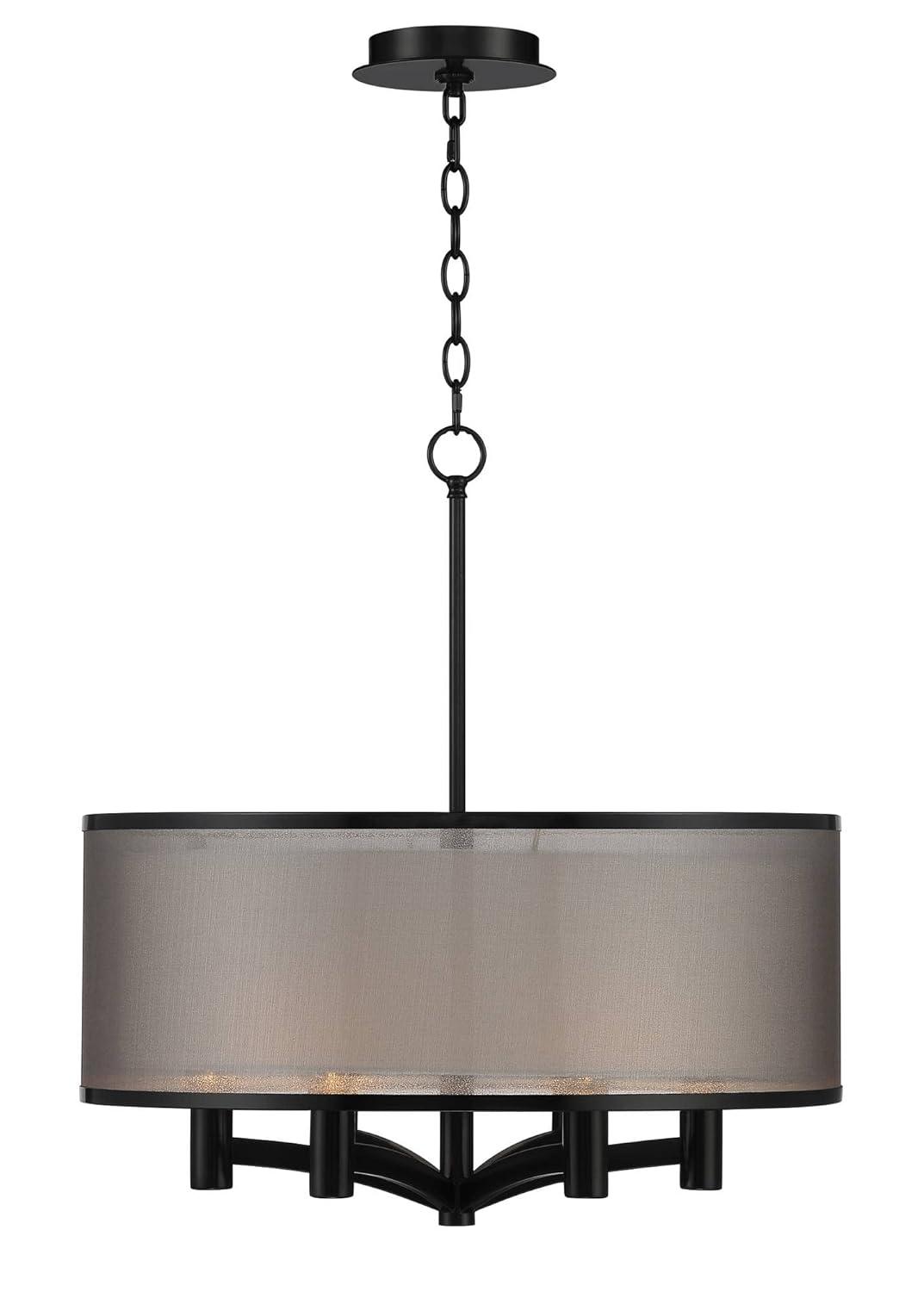 Possini Euro Design Black Drum Pendant Chandelier 22" Wide Modern Double Shade 6-Light Fixture Dining Room House Foyer Entryway
