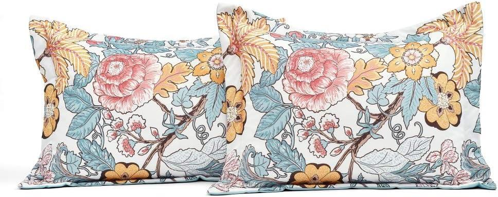 Full Blue Floral Microfiber Reversible Comforter Set