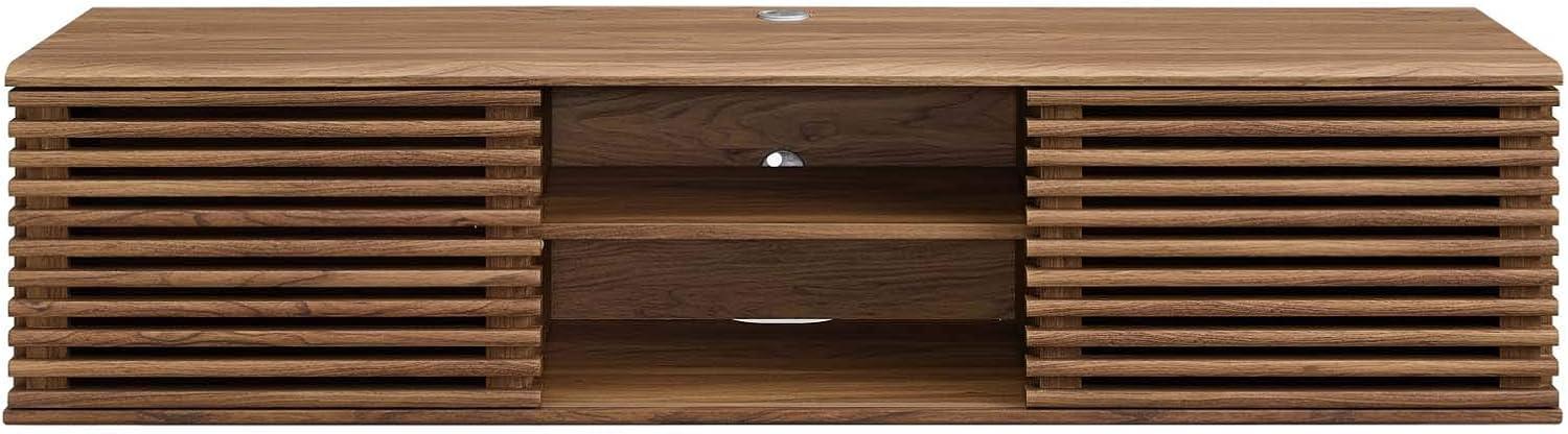 Modway Render Wood Wall-Mount Media Console TV Stand for TVs up to 65" in Walnut