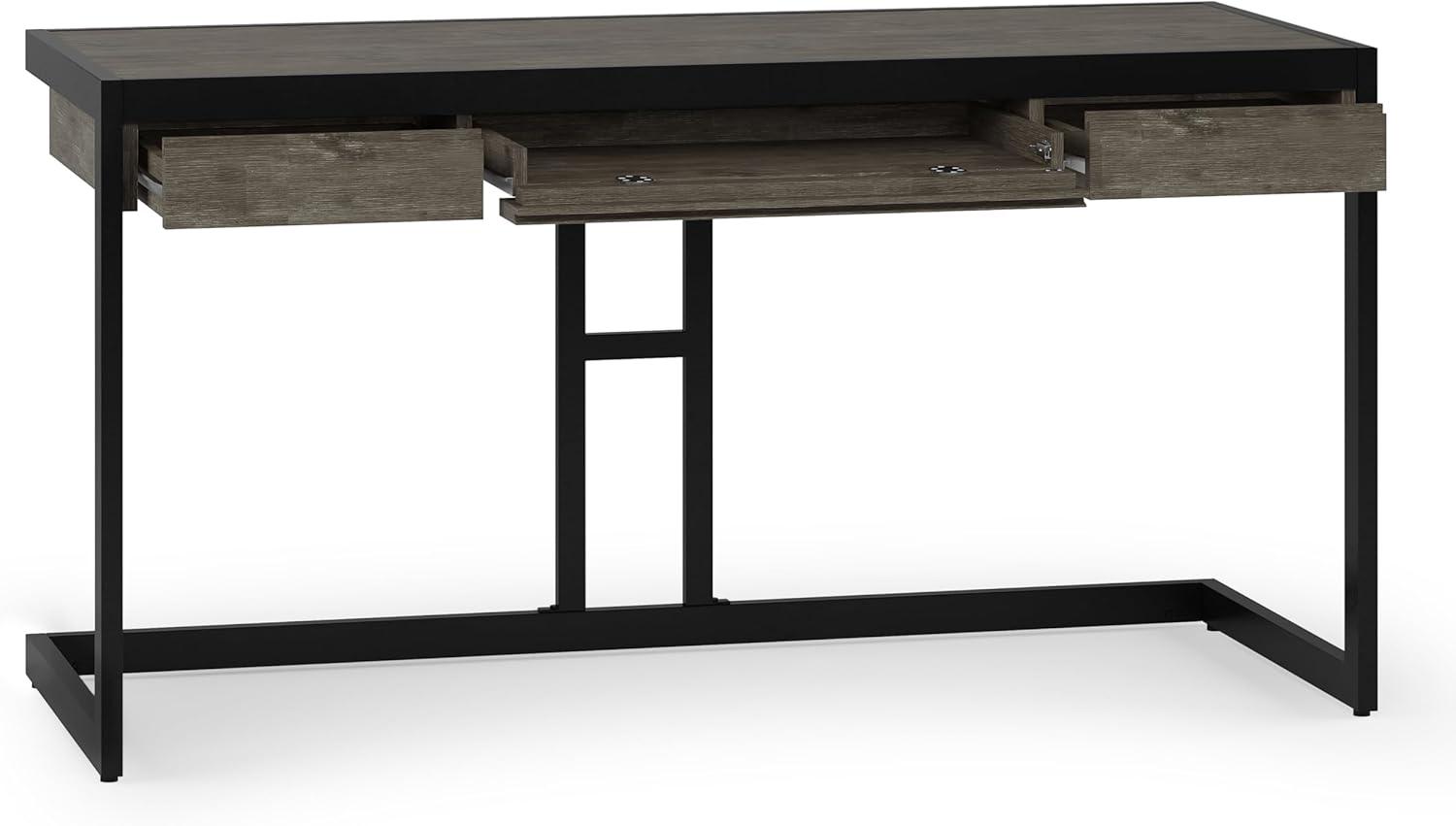 Simpli Home Erina Solid Acacia Wood Desk, Industrial Style with Keyboard Tray and 2 Drawers & Reviews | Wayfair