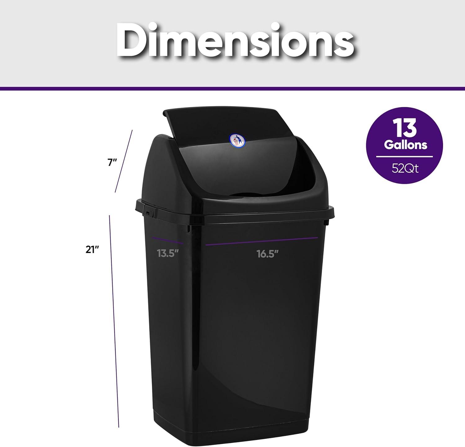 Superio Plastic 13 Gallon Swing Top Trash Can