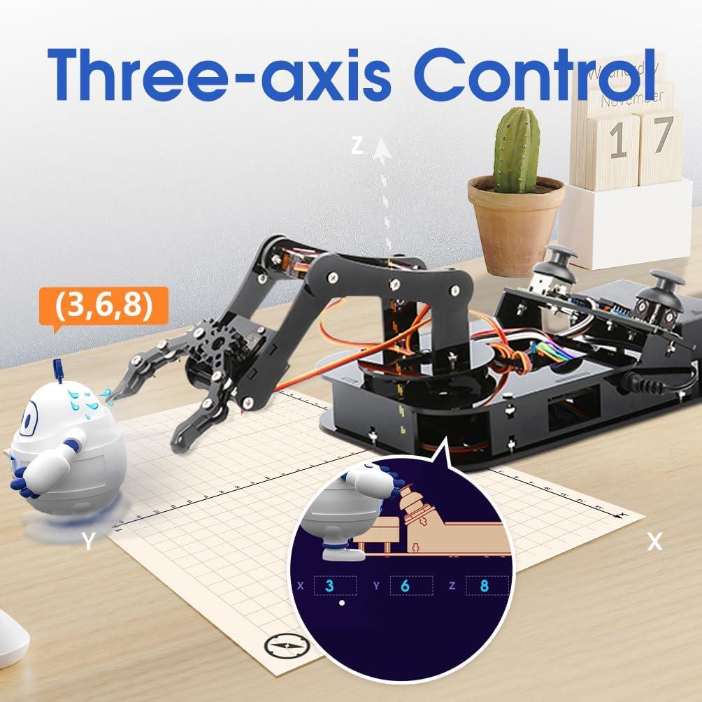 ACEBOTT 4 DOF ESP32 Programmable Robotic Arm Kit, Robotics Kit App Remote Control Robot Toys Compatible with Arduino, STEM Educational DIY Robot Arm Kit Gift for Teenagers & Adults