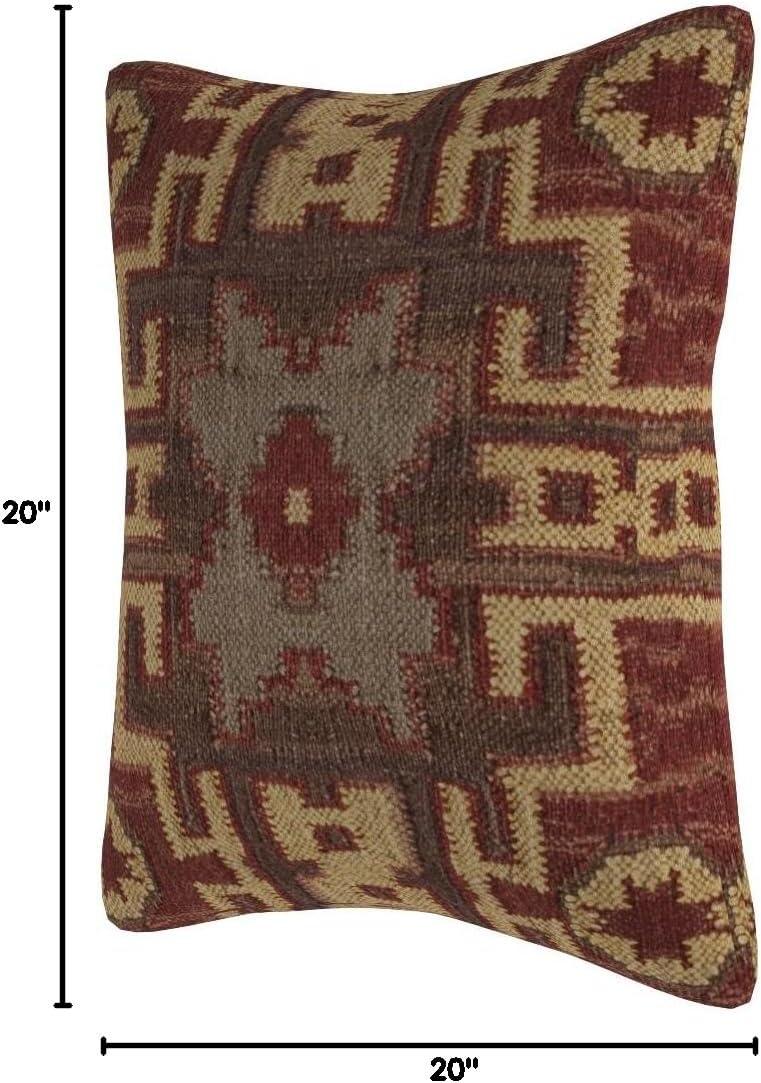 Saro Kilim Pillow Collection Wool Blend Reversible Throw Pillow