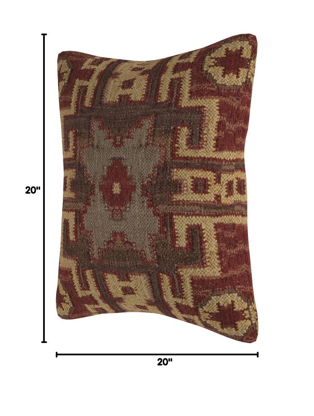 Saro Kilim Pillow Collection Wool Blend Reversible Throw Pillow
