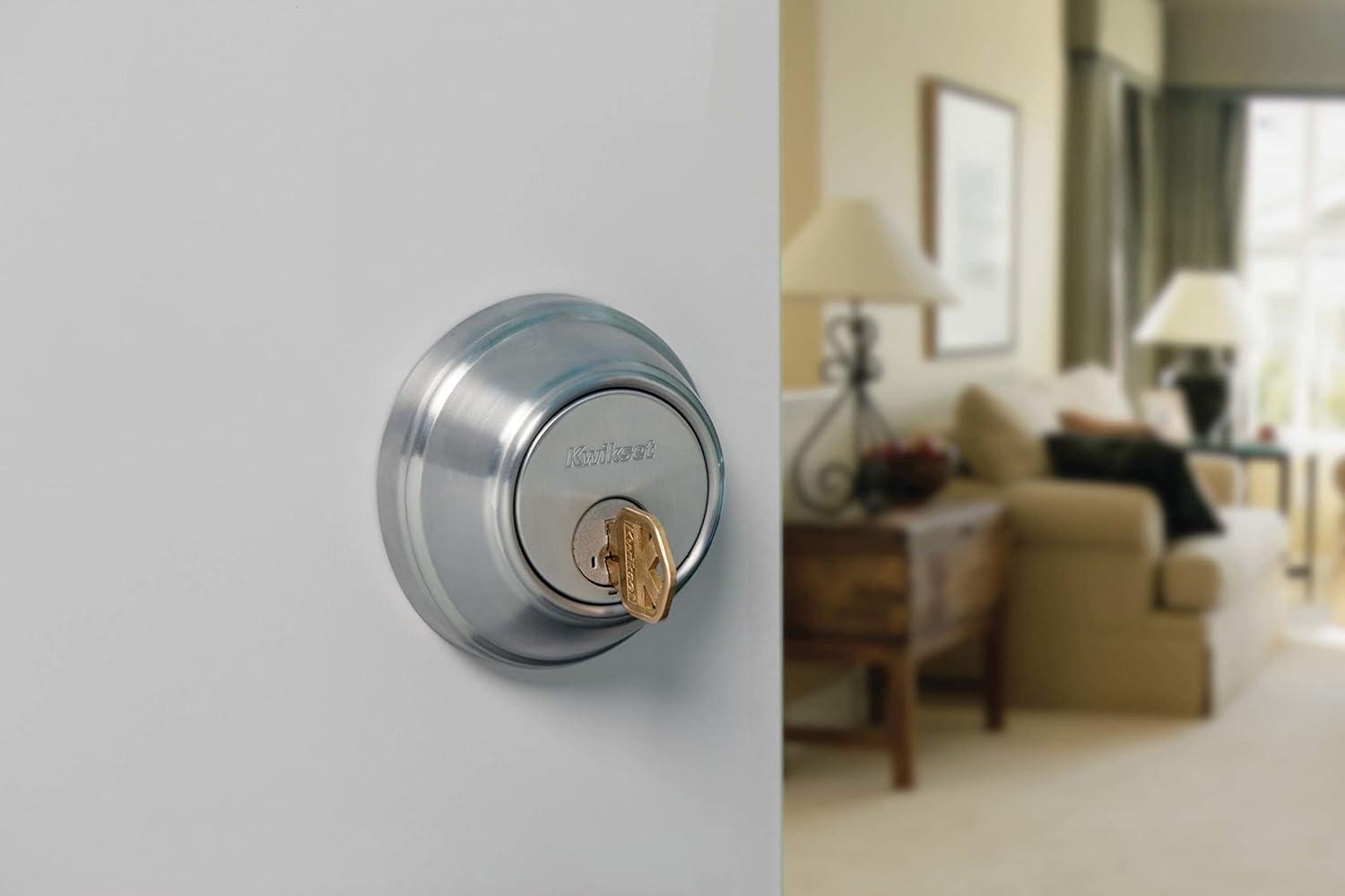 Kwikset SmartKey Satin Nickel Metal Deadbolt