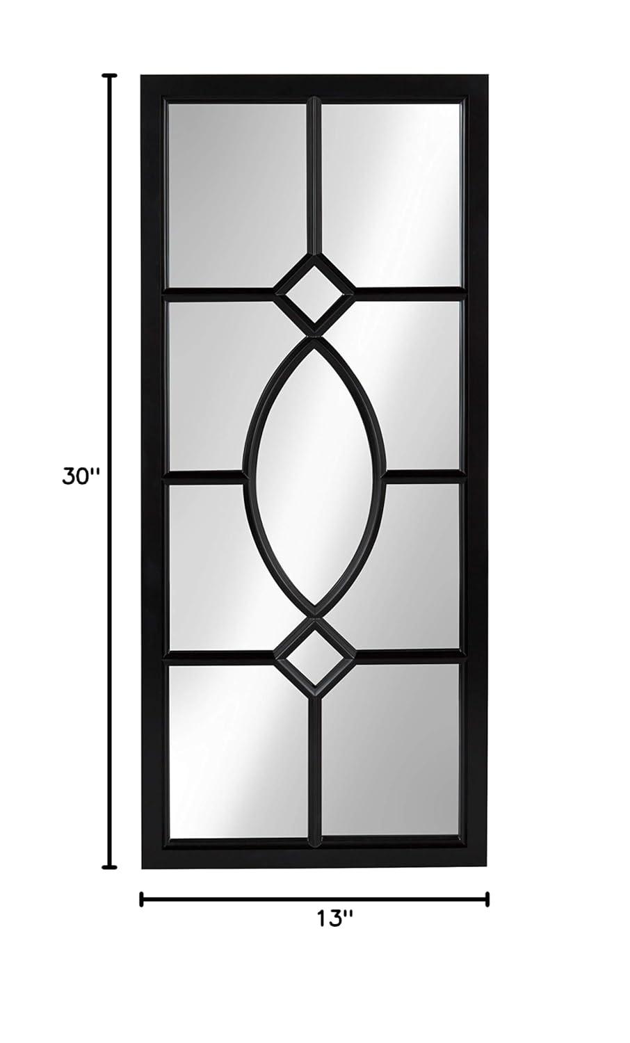 Kate and Laurel Cassat Casual Farmhouse Window Wall Accent Mirror, Rustic Gray