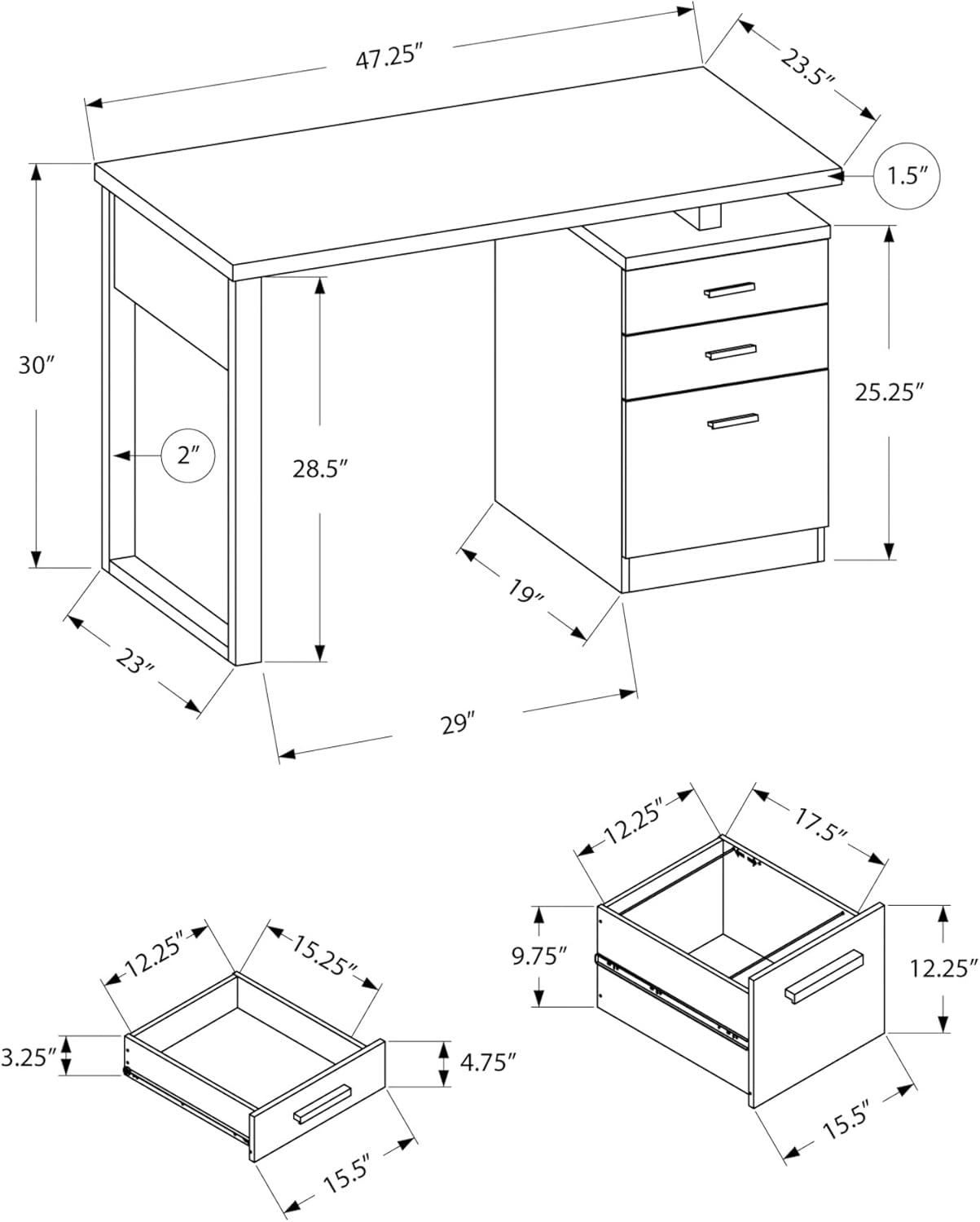 Computer Desk - Gray & Black - EveryRoom: Modern Style, MDF Surface, Metal Frame, No Tools Assembly