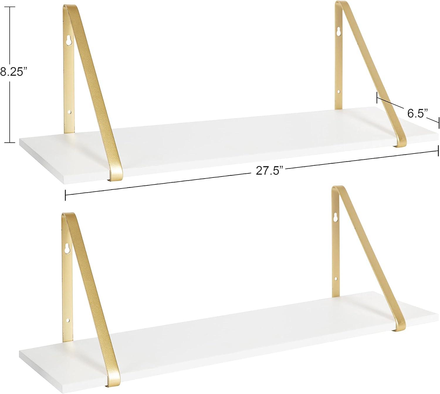 27.5" x 8.2" 2pk Soloman Wooden Shelf Set with Brackets - Kate & Laurel All Things Decor