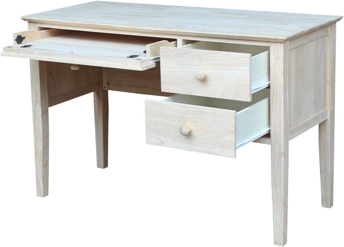 Computer Desk International Concepts: Unfinished Parawood, Brooklyn Style, Writing Desk with Drawer