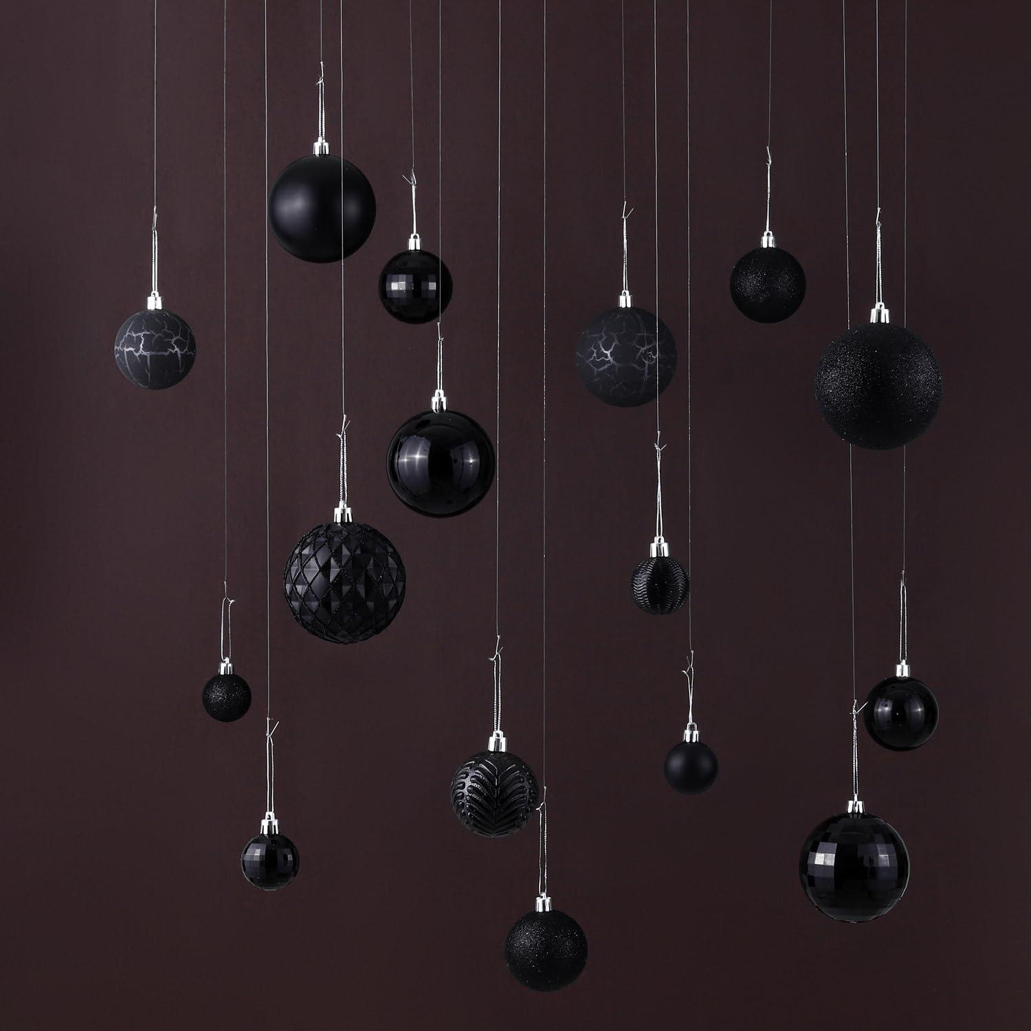 AMIBZ 36-Piece Shatterproof Black,Christmas Balls Set With Hanging Loops For Christmas Tree Decorations