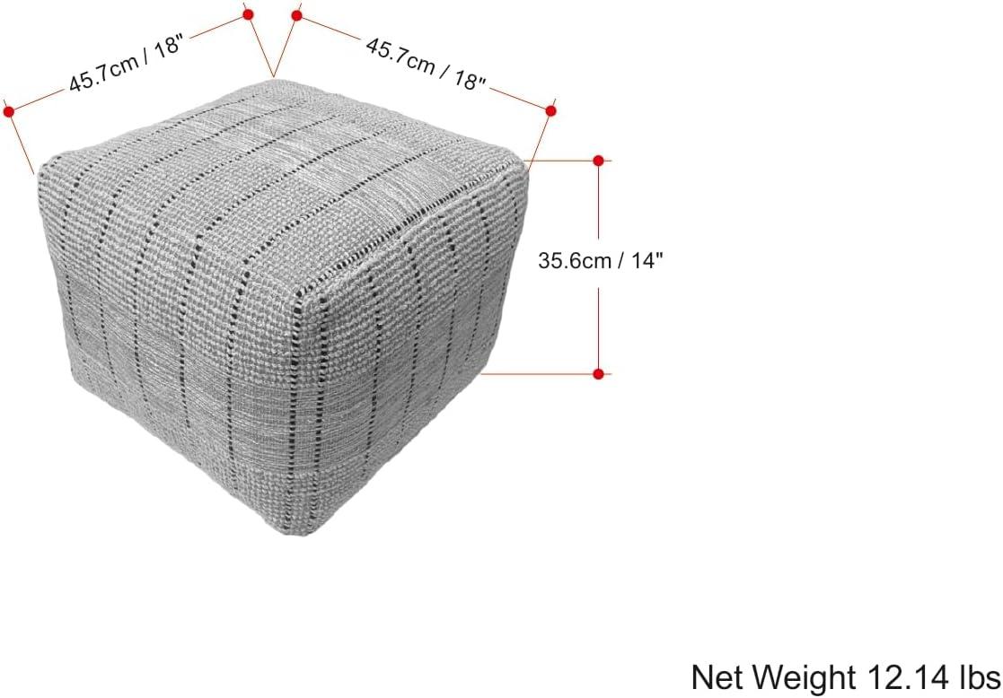 Simpli Home 18"W Jute Square Woven Pouf