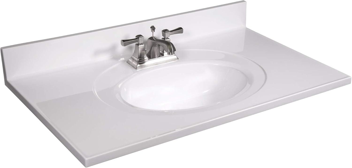 Design House  Cultured Marble Vanity Top in Solid White, 37-Inch x 22-Inch