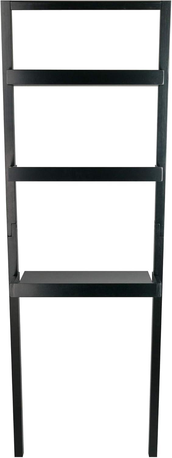 69.36" Bellamy Leaning Desk with 2 Shelves Black - Winsome: Traditional Style, Spot Clean, No Storage