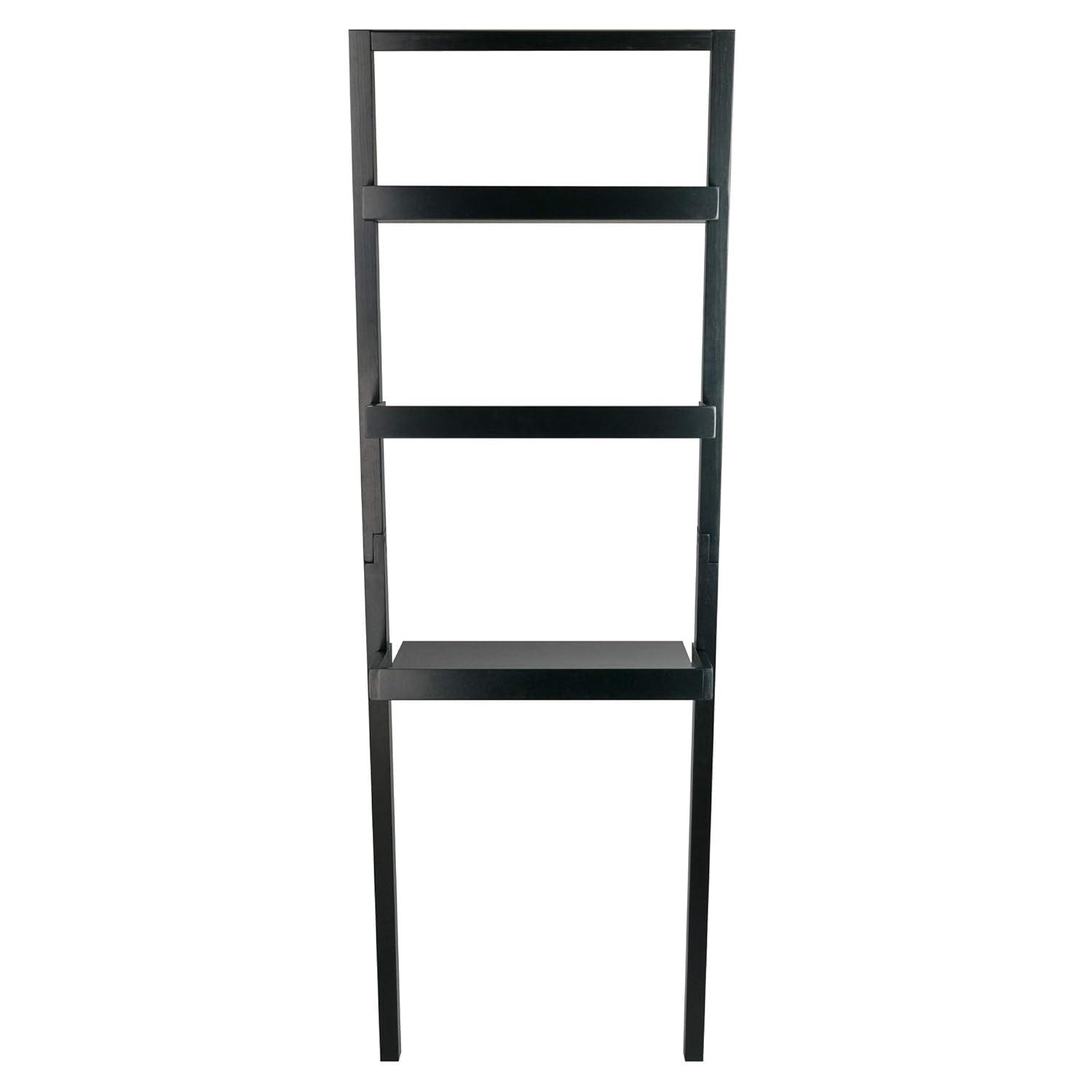 69.36" Bellamy Leaning Desk with 2 Shelves Black - Winsome: Traditional Style, Spot Clean, No Storage