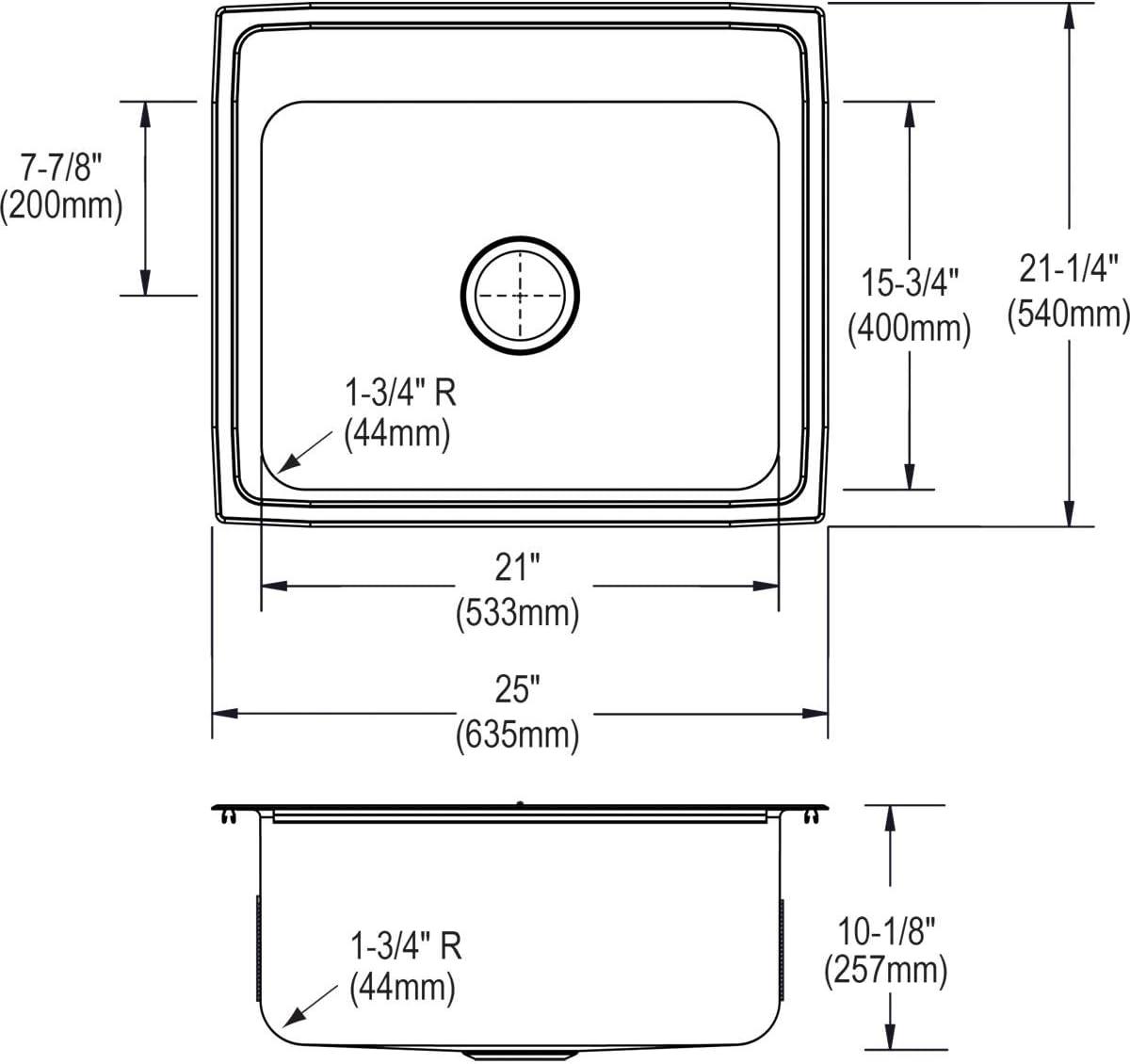 Lustertone 25" L x 21.25" W Drop-in Kitchen Sink