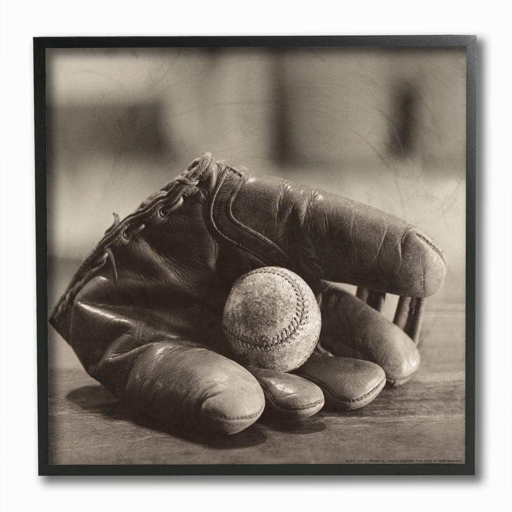 Stupell Industries Vintage Black And White Baseball Mitt Framed Wall Art by Jadei Graphics