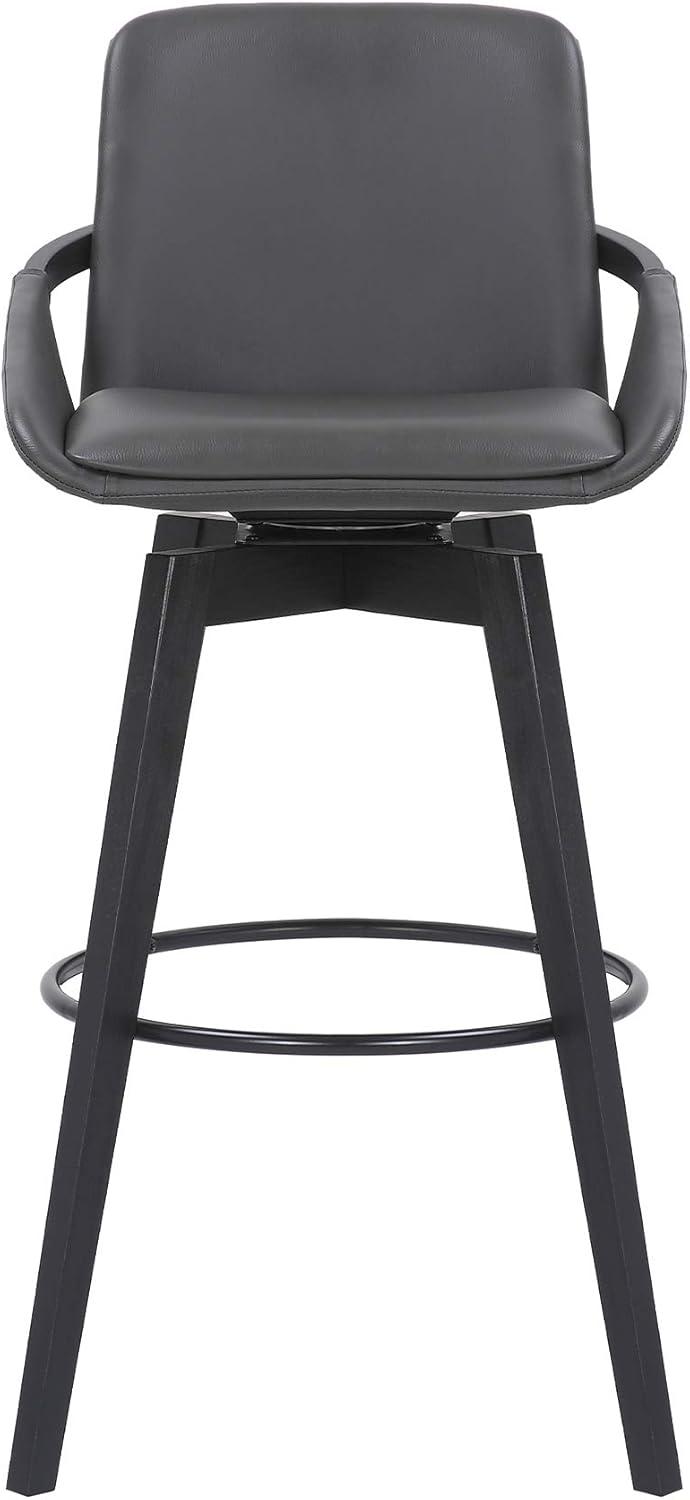 30" Baylor Faux Leather Wood Swivel Barstool Gray/Black - Armen Living