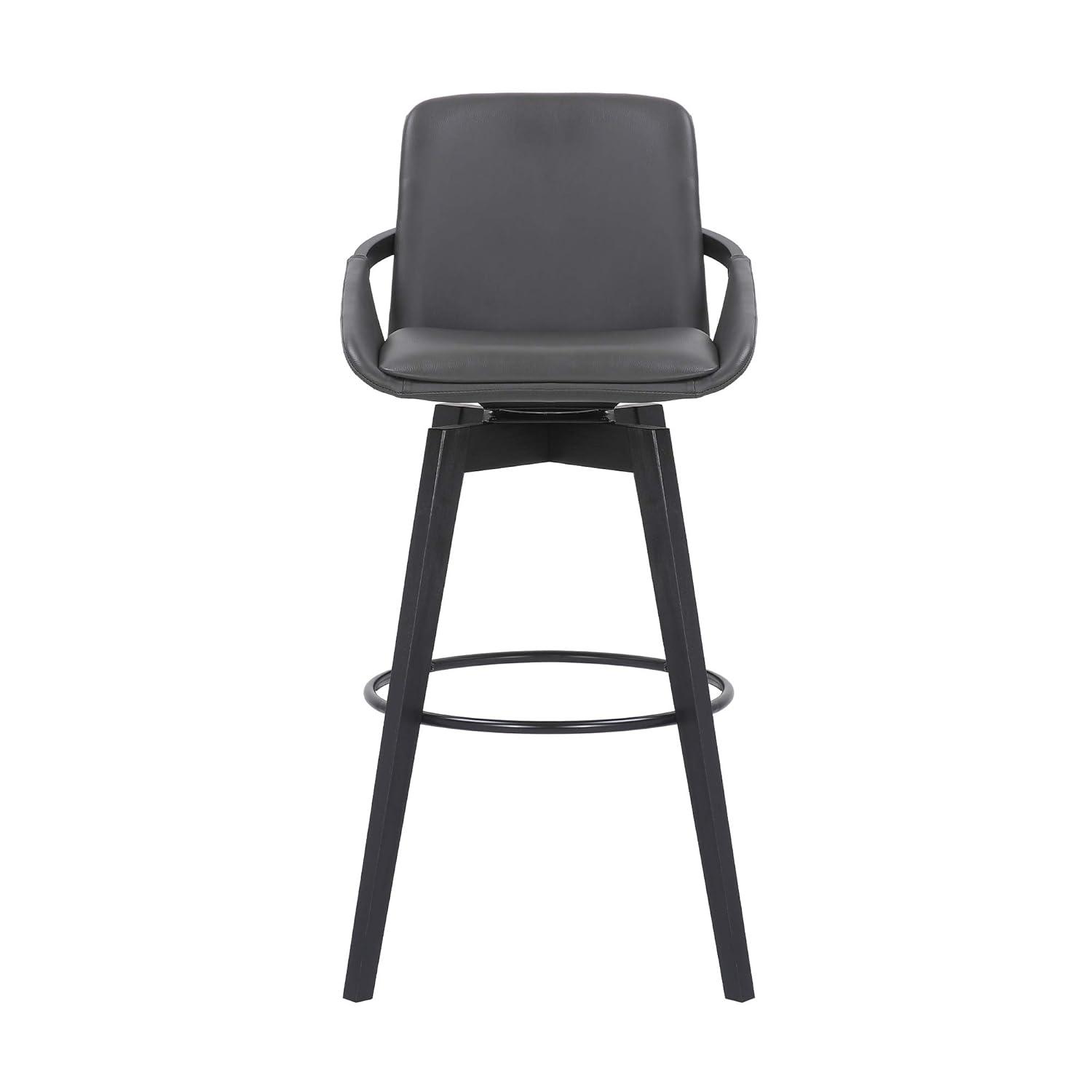 30" Baylor Faux Leather Wood Swivel Barstool Gray/Black - Armen Living