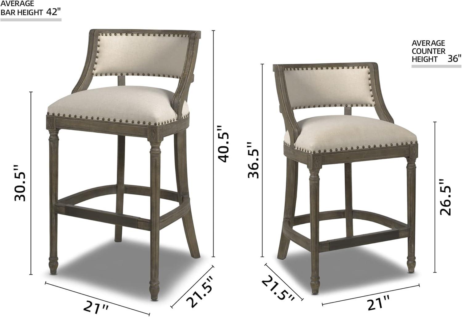 Jennifer Taylor Home Paris 26.5" Farmhouse Counter Height Bar Stool Light Beige