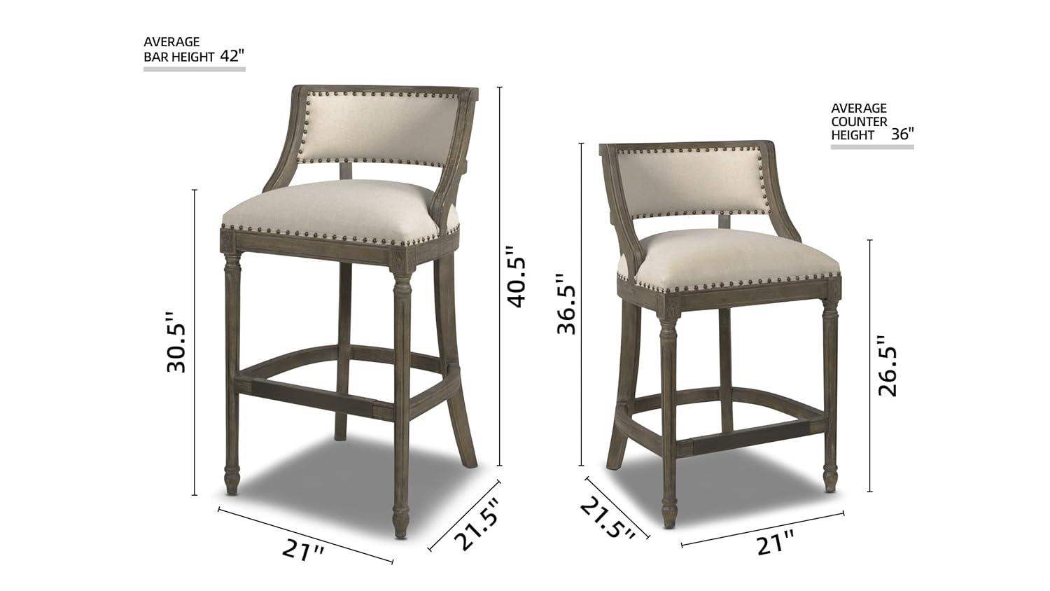 Jennifer Taylor Home Paris 26.5" Farmhouse Counter Height Bar Stool Light Beige