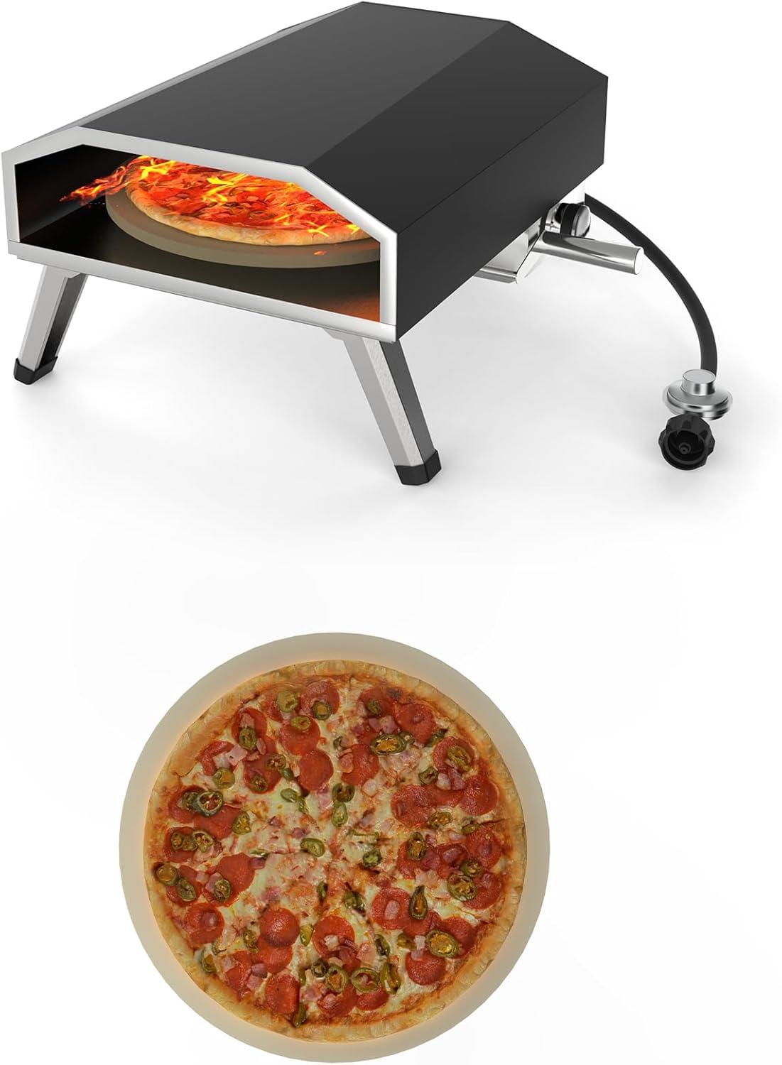 16" Black Stainless Steel Gas Outdoor Pizza Oven