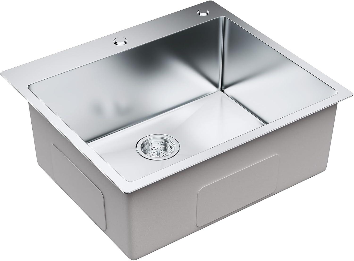 25'' L Flush Single Bowl Stainless Steel Kitchen Sink