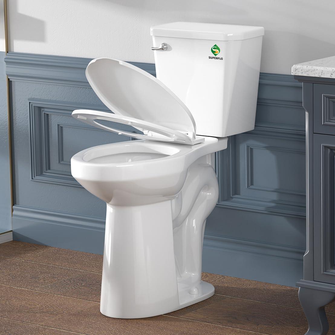 Traditional 21-inch Height Extra Tall Toilet for Bathrooms, Elongated Toilet Seat