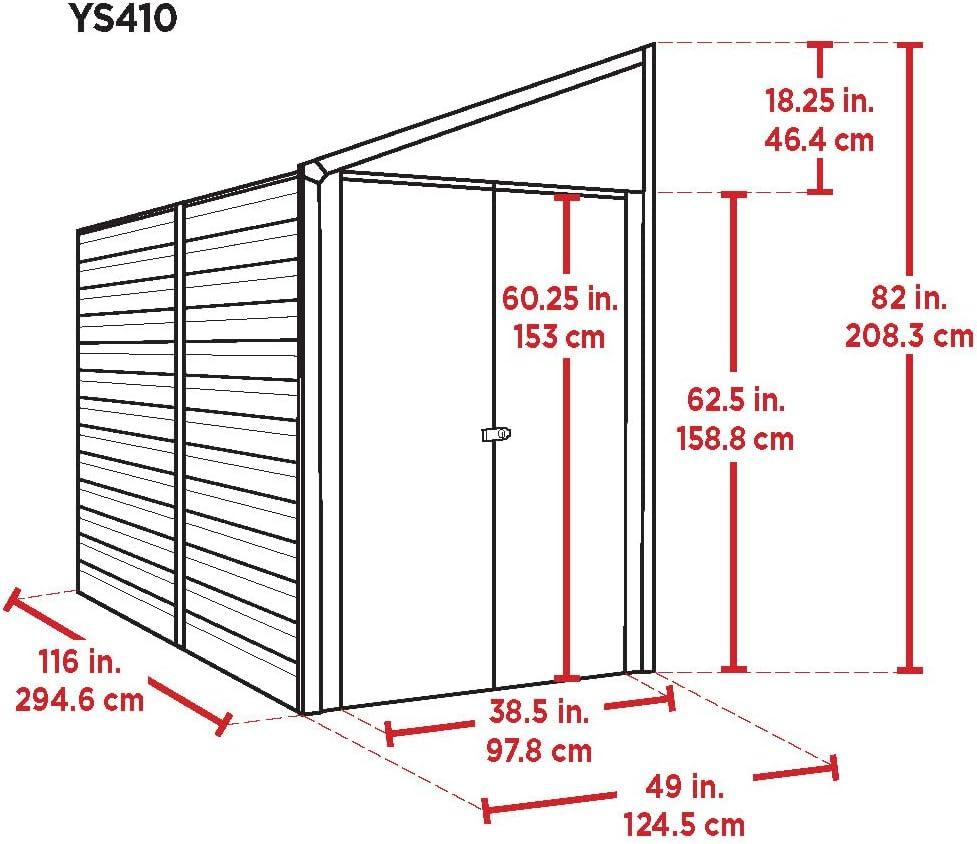 Yardsaver® 4 x 10 ft Steel Storage Shed Pent Roof Eggshell