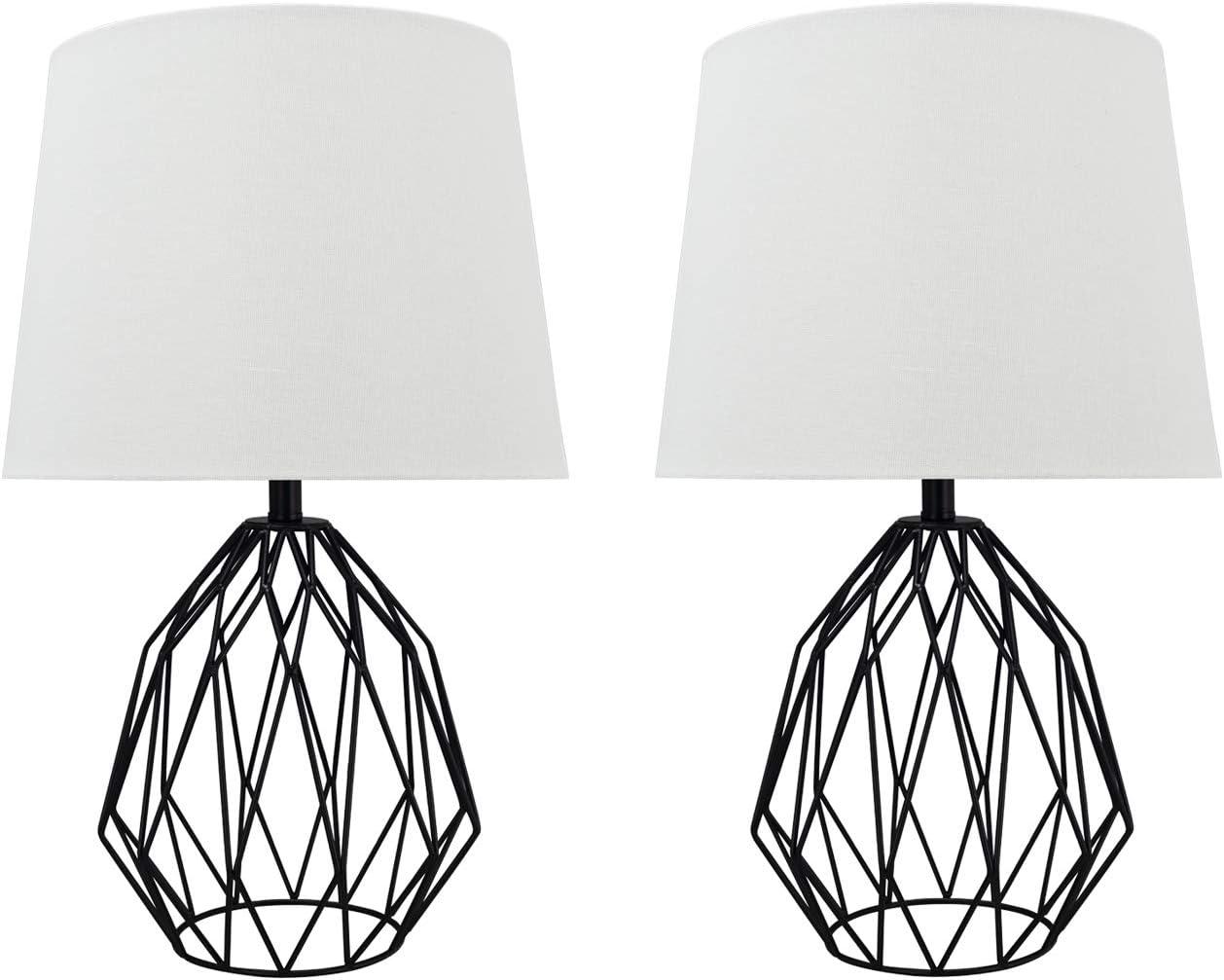 Aspen Creative 40158-12, 22" H Metal Wire Table Lamp in Matte Black with Empire Lamp Shade in Cream