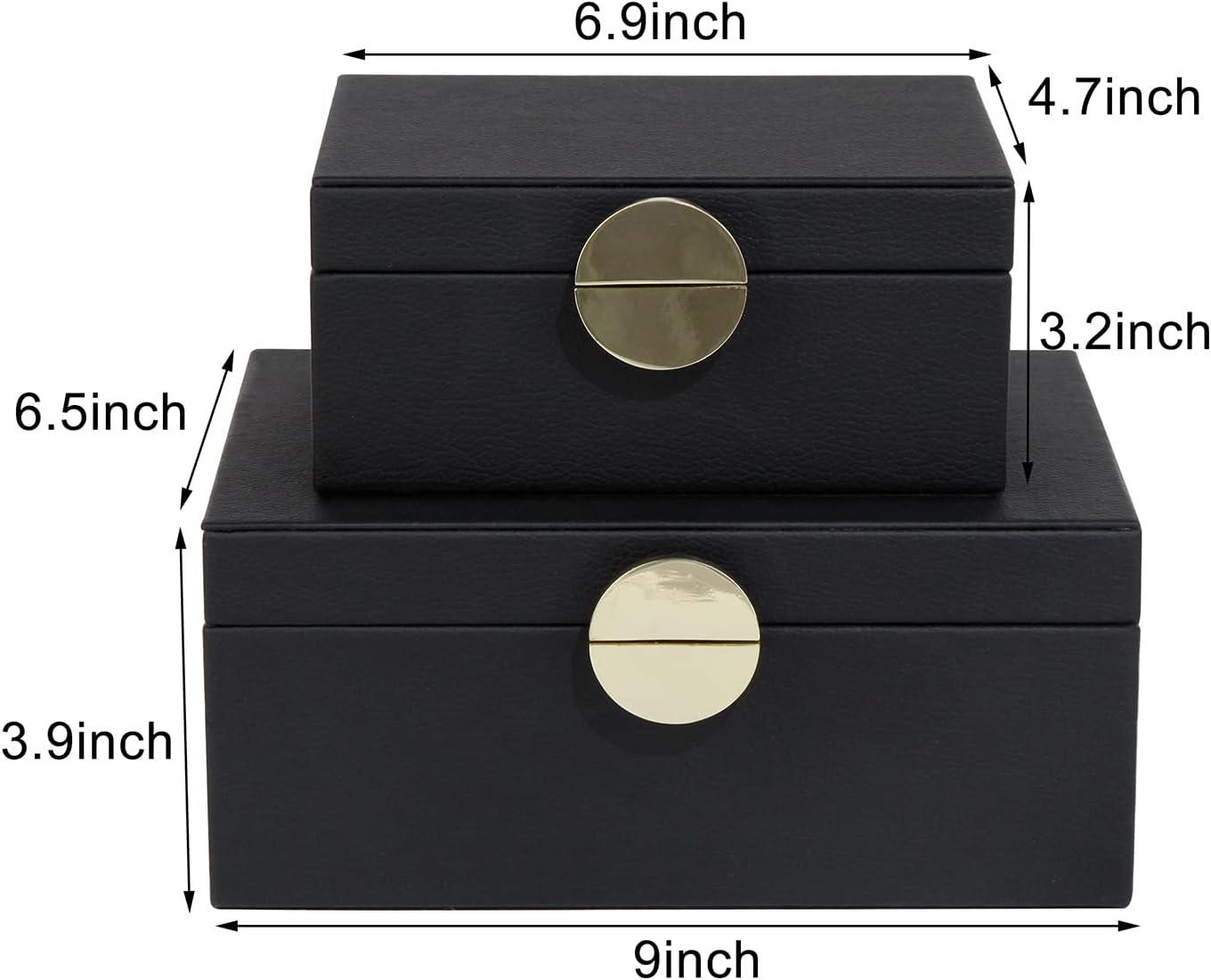 Black Faux Leather Rectangular Jewelry Storage Box Set