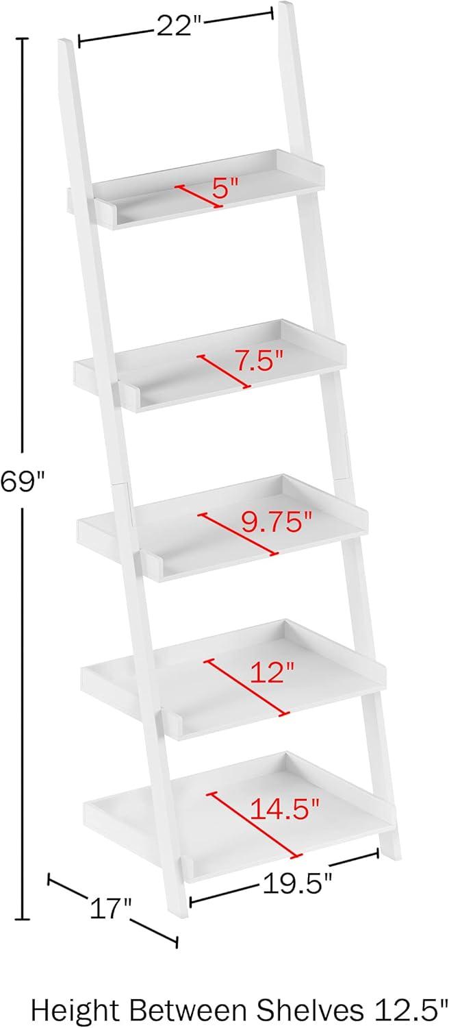 Lavish Home 5-Tier Freestanding Wood Ladder Bookshelf for Storage