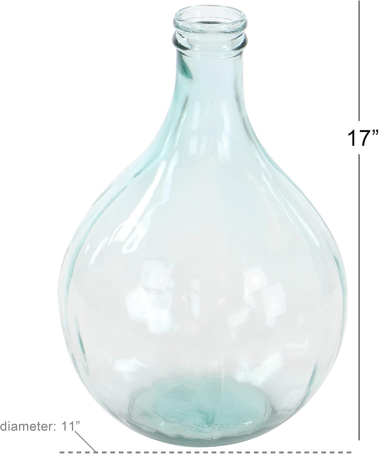 DecMode 17" Spanish Blue Recycled Glass Vase