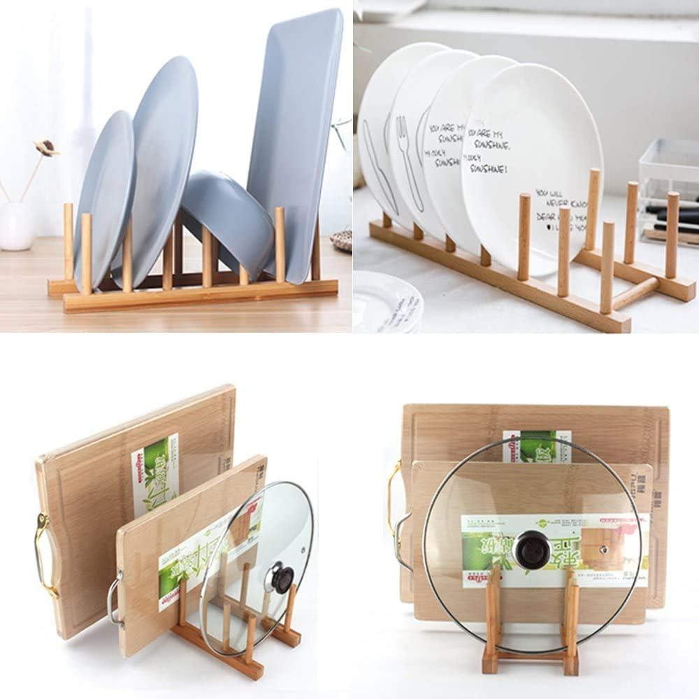 Natural Bamboo Wooden Dish Rack Kitchen Organizer