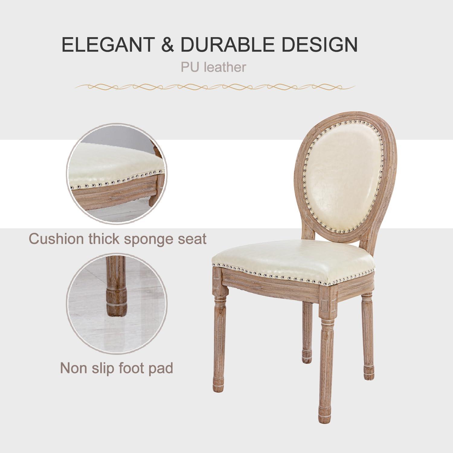 Sumdeal French Dining Chairs Set, Upholstered Vintage Farmhouse Chair,Mid Century Fabric Chair with Solid rubberwood Leg for Dining Room Bedroom Kitchen Restaurant