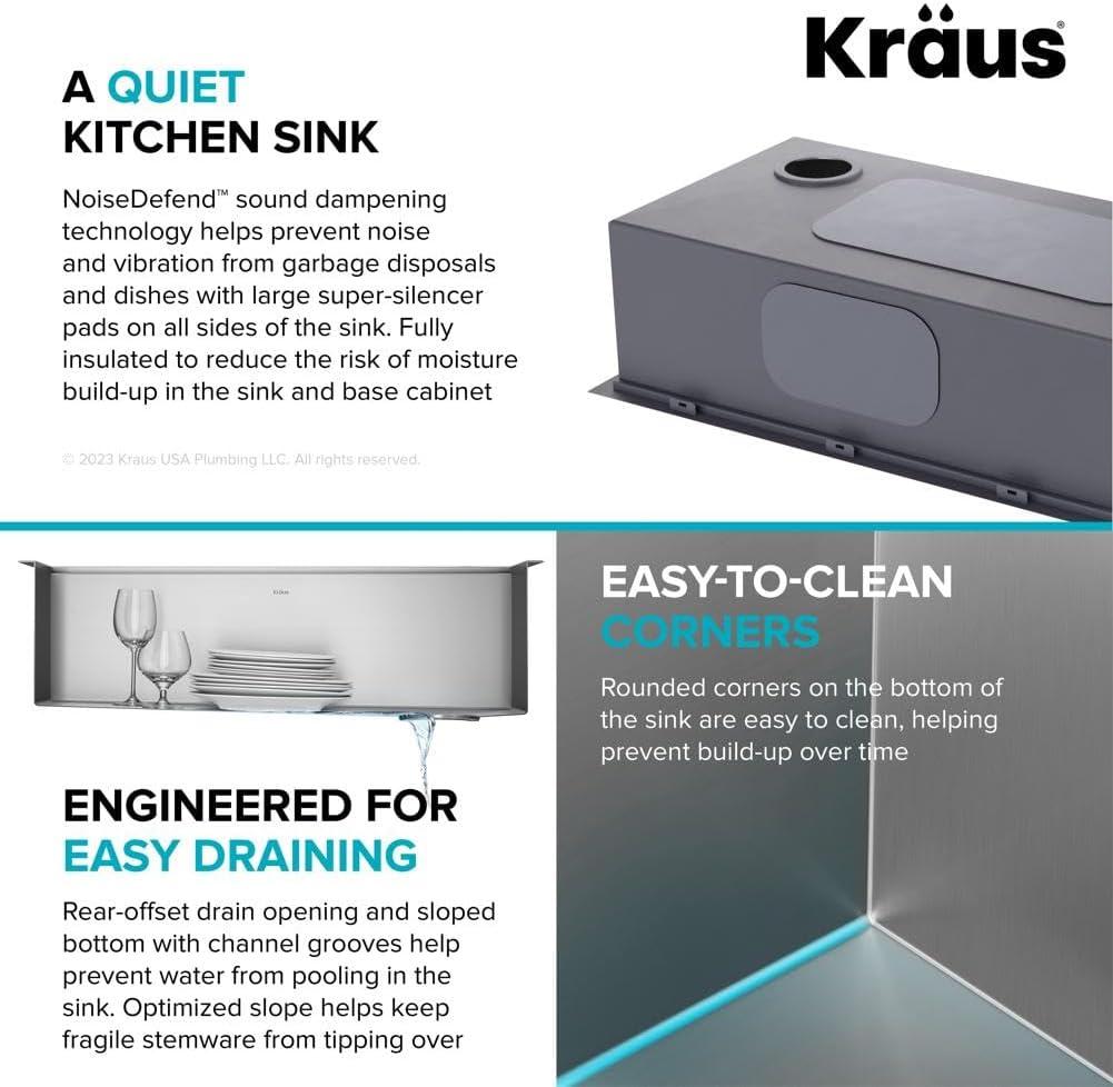 KRAUS Kore™ Workstation Drop-In 16 Gauge Single Bowl Stainless Steel Kitchen Sink