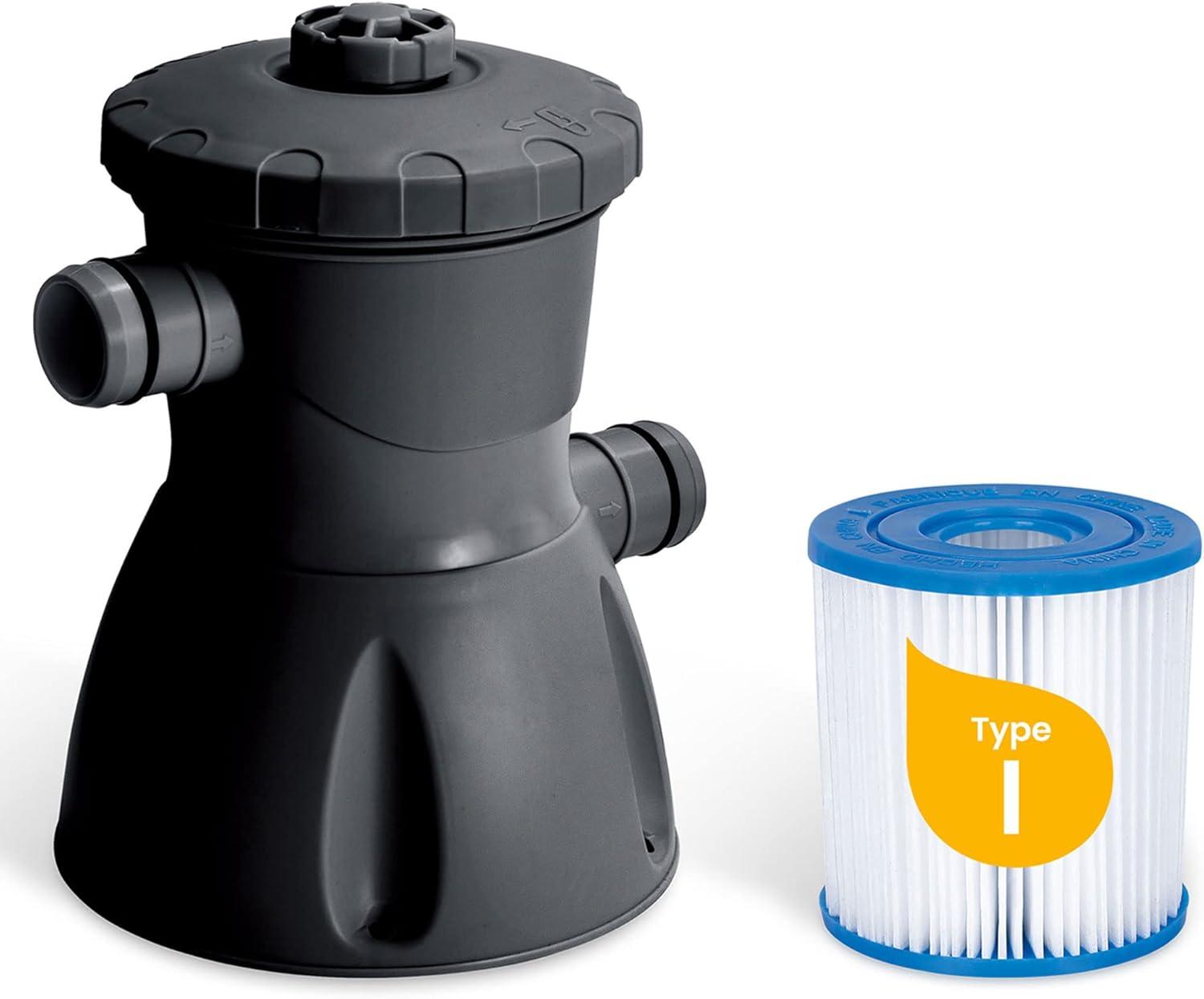 Funsicle 10' x 30" QuickSet Round Inflatable Ring Top Outdoor Above Ground Swimming Pool Set with Pump and Cartridge Filter, Dark Herringbone