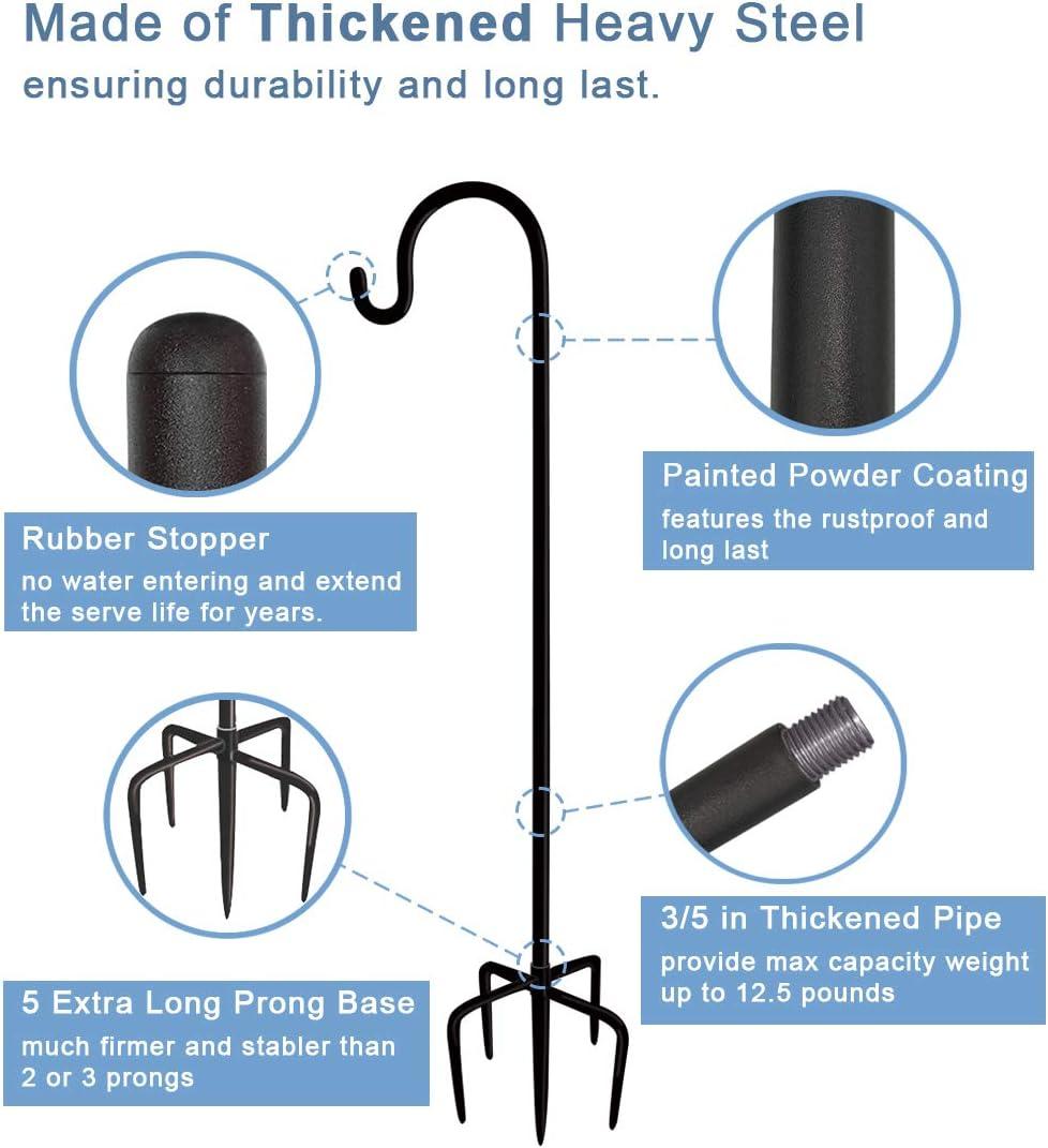 Artigarden 108" Outdoor Adjustable Heavy Duty Shepherd Hook with 5 Prong Base