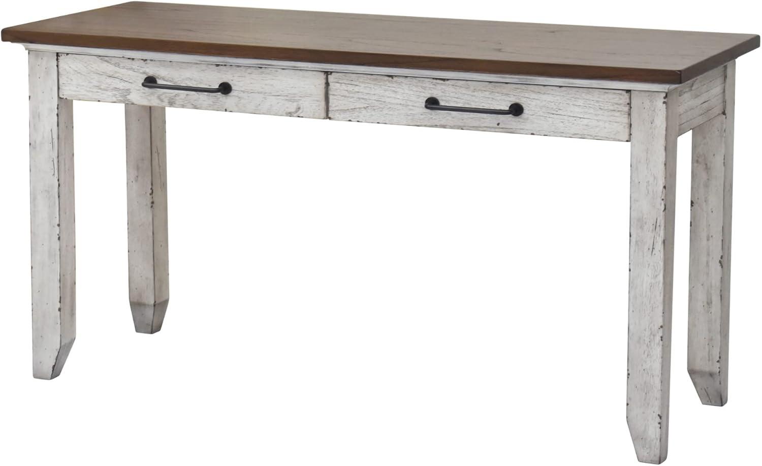 Rustic Ivory and Honey Two-Drawer Sofa Table