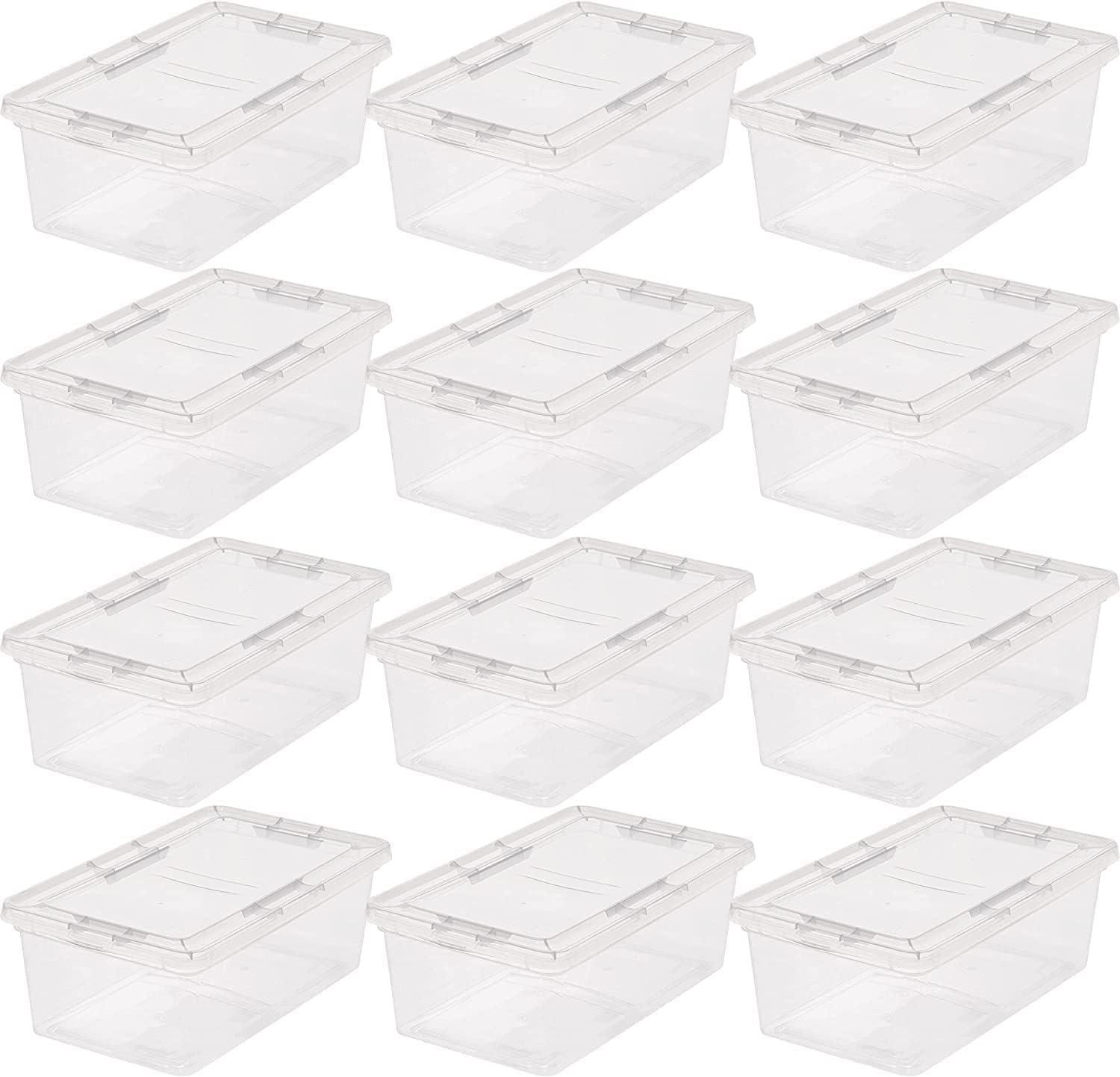 IRIS USA Plastic Stackable and Nestable Storage Bin Tote Organizing Container, Clear