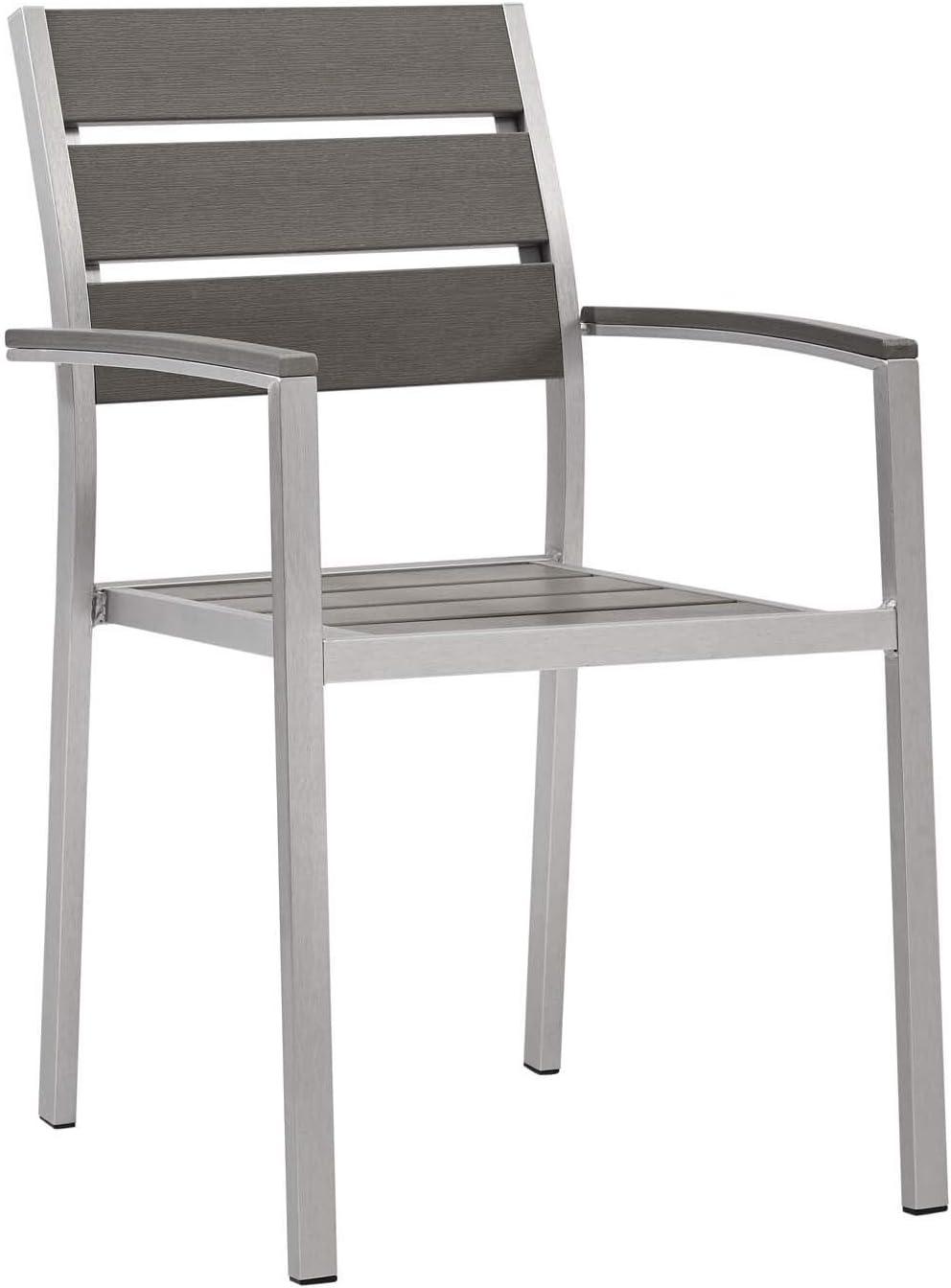 Shore 34.5" Silver and Gray Aluminum Patio Dining Chair