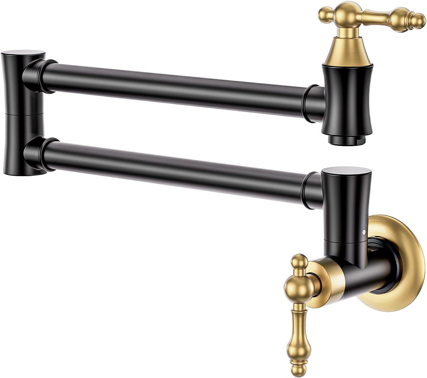 Black and Gold Brass Wall Mounted Pot Filler Faucet