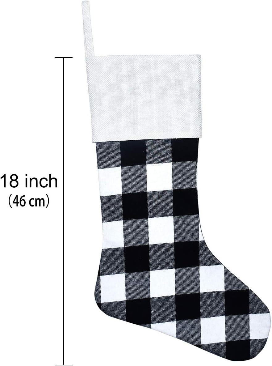 Longrv Buffalo Plaid Fireplace Hanging Multi-color Christmas Stockings, 18" (6 Count)