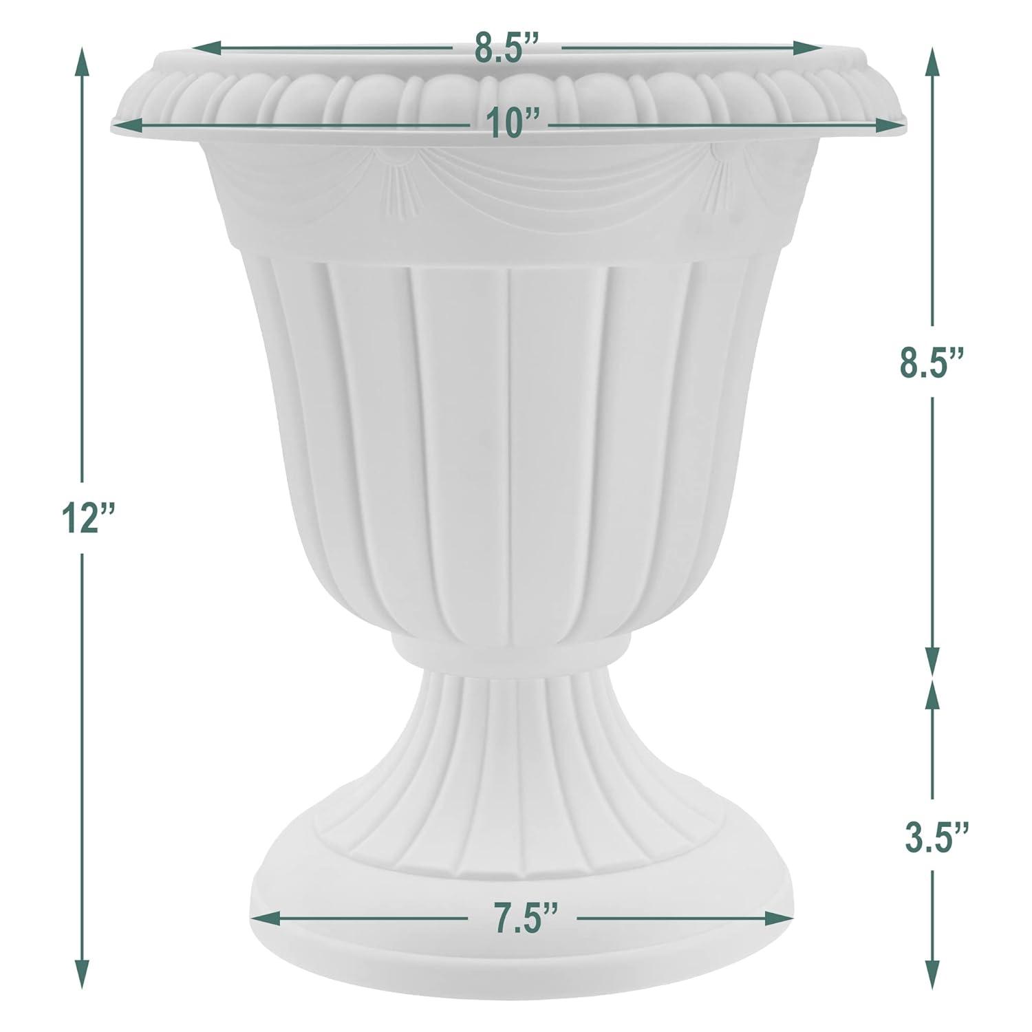 PL20BG Classic Traditional Plastic Urn Planter Indoor/Outdoor, 10" x 12", (Beige)