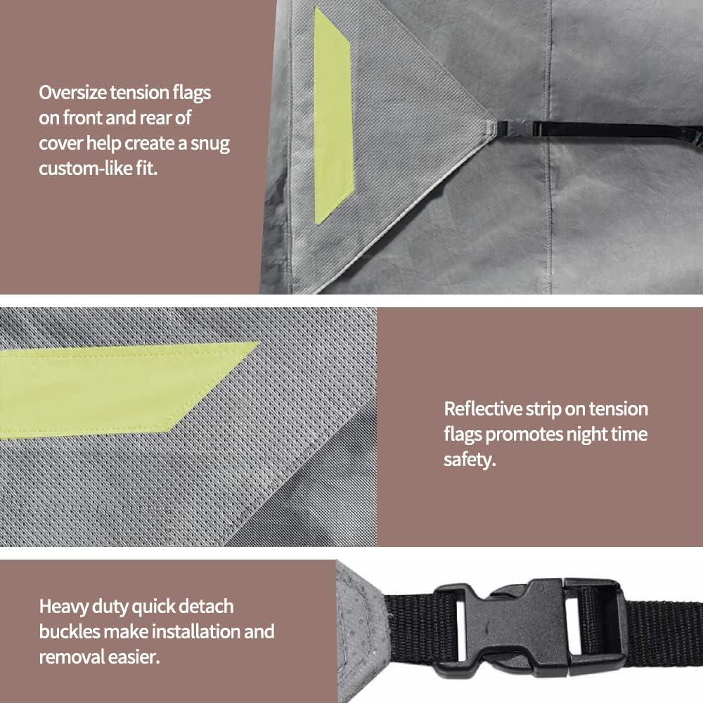 Seamander Travel Trailer RV Cover, fit sizes from 14' to 35', 3 layers Top panel, extra straps for windproof