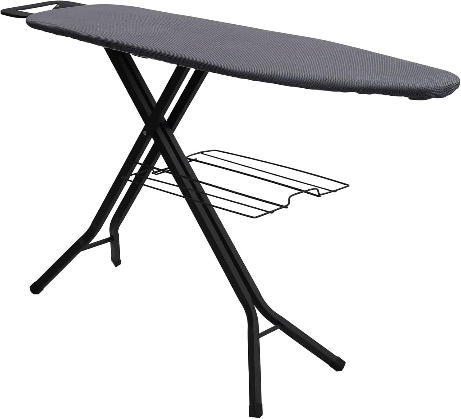 Household Essentials Deluxe Matte Black Ironing Board 4 Legs: Collapsible Metal, 54" x 14", 12.85 lbs, No Warranty
