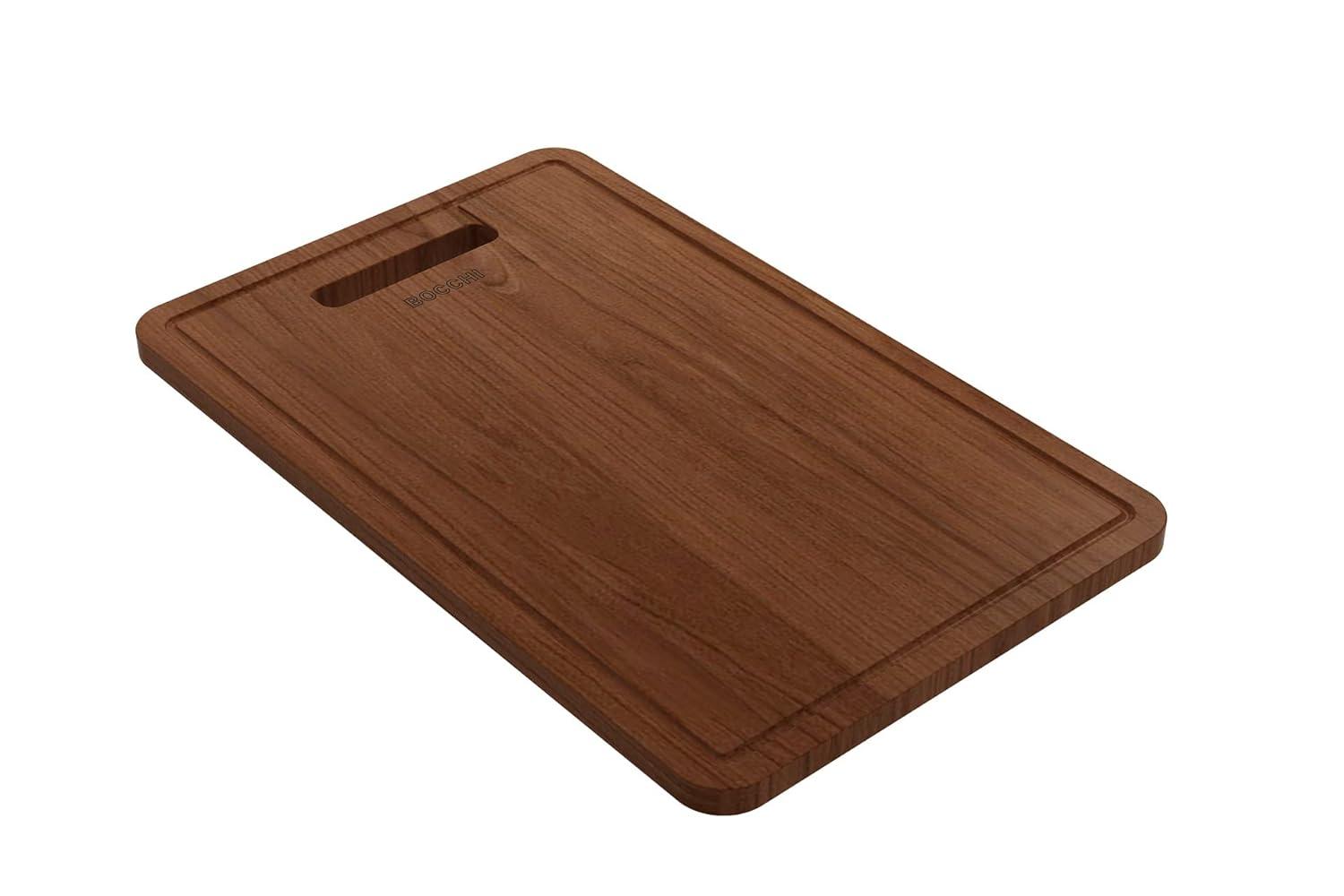 BOCCHI Wooden Cutting Board/Cover For Baveno W/ Handle - Sapele Mahogany For 1633 Sinks (Outer Ledge)