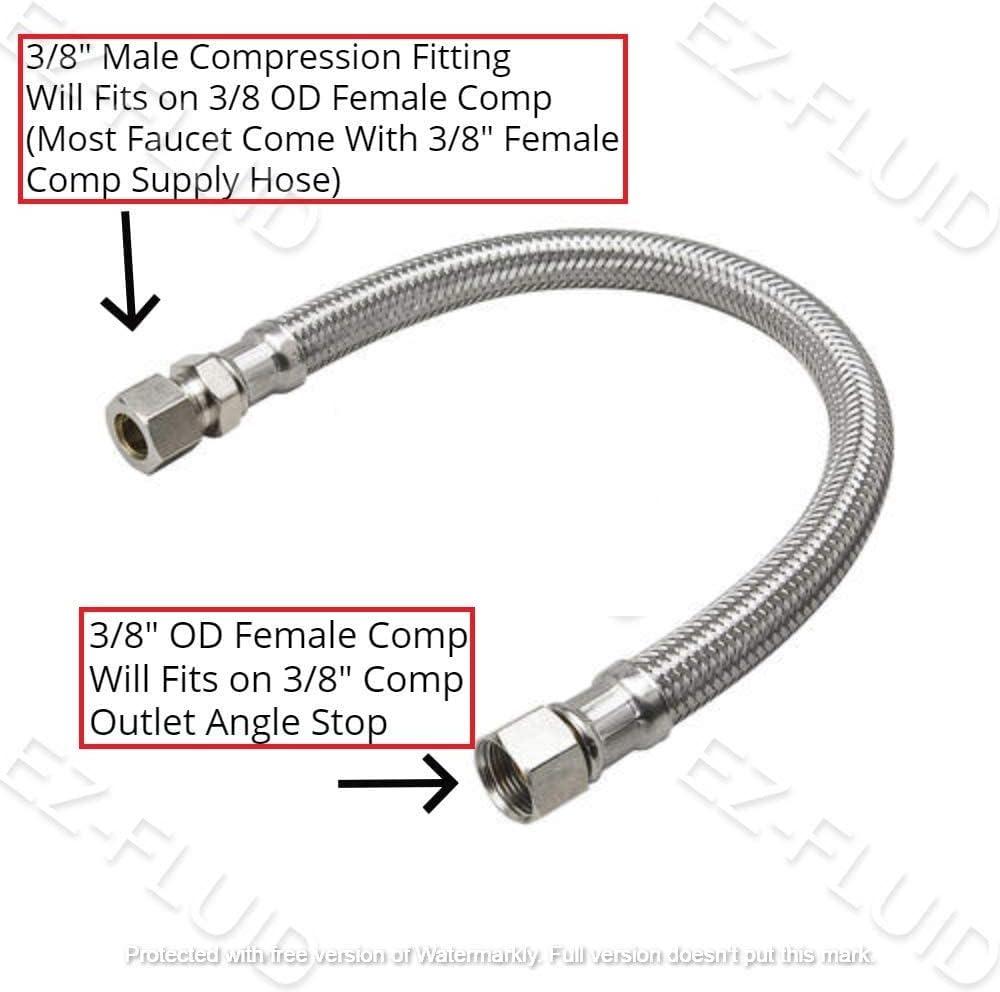 20" Stainless Steel Braided Faucet Connector Line Extension