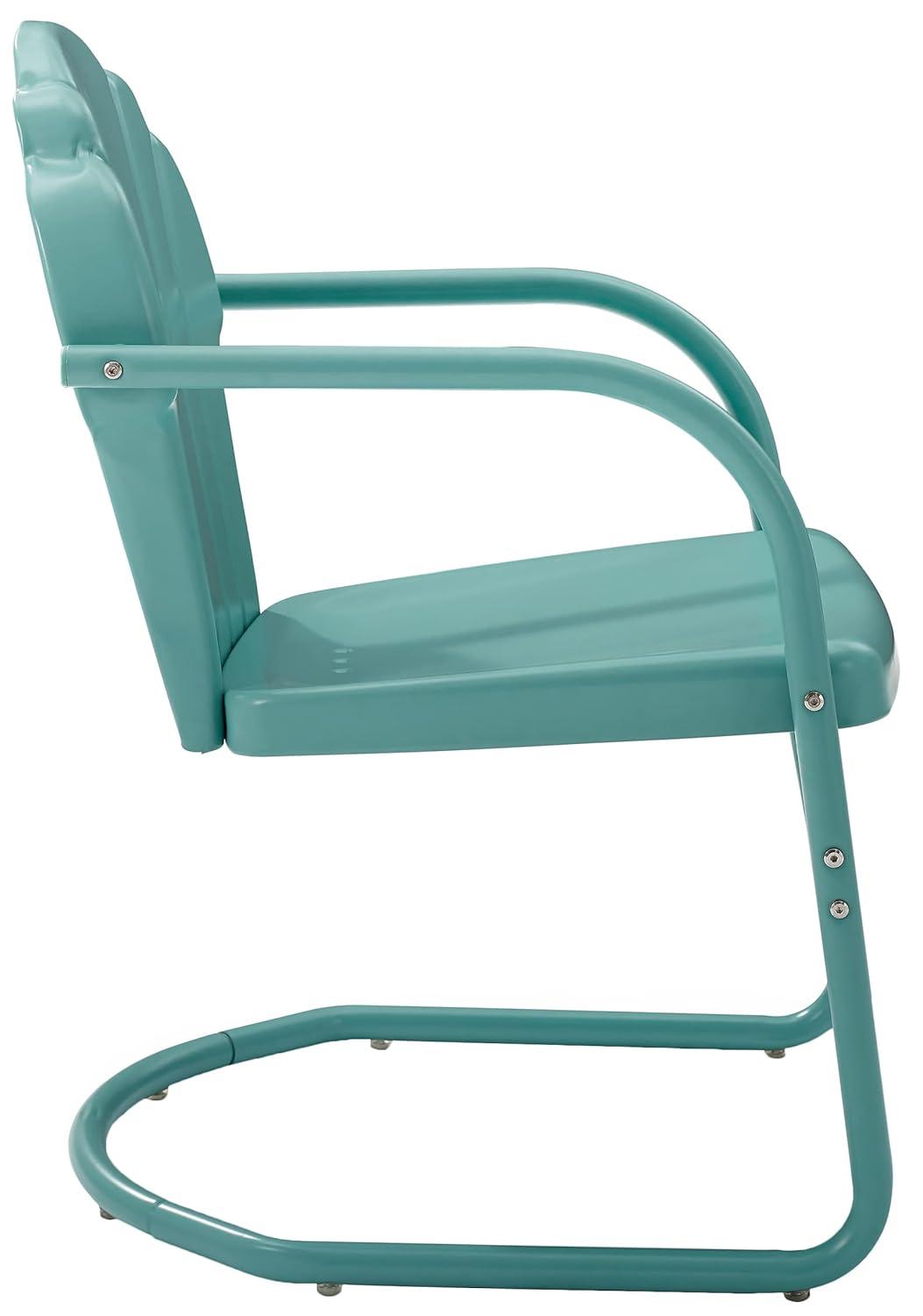 2pc Tulip Retro Metal Chair - Blue - Crosley: Steel Construction, Weather-Resistant, Vintage Design
