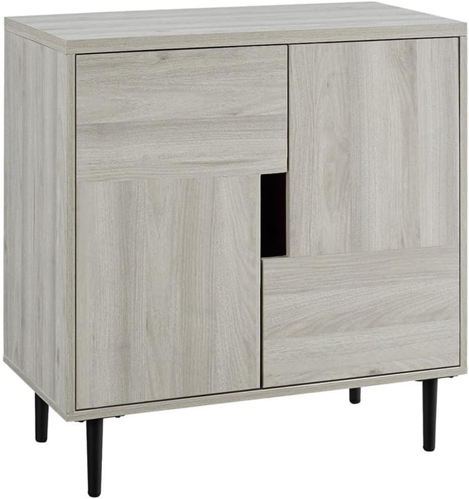 Birch and Black Freestanding Accent Cabinet with Adjustable Shelves