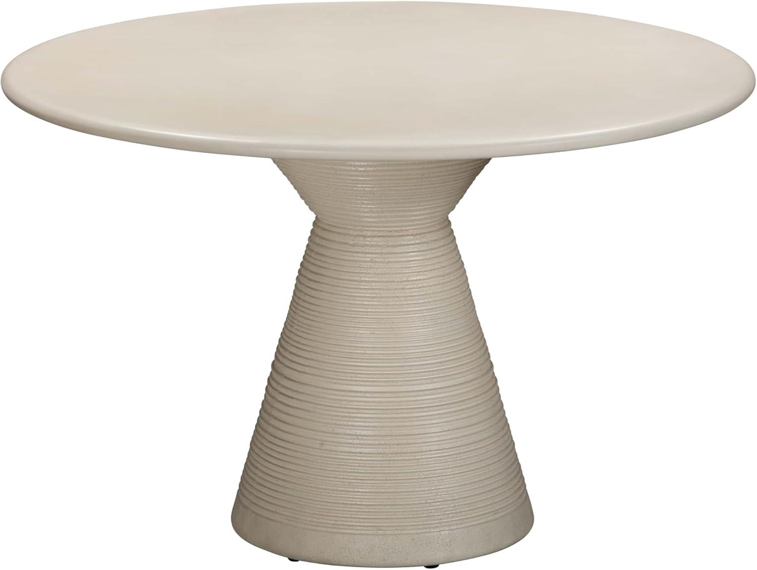 Fern Beige Textured Faux Plaster Concrete Round Dining Table